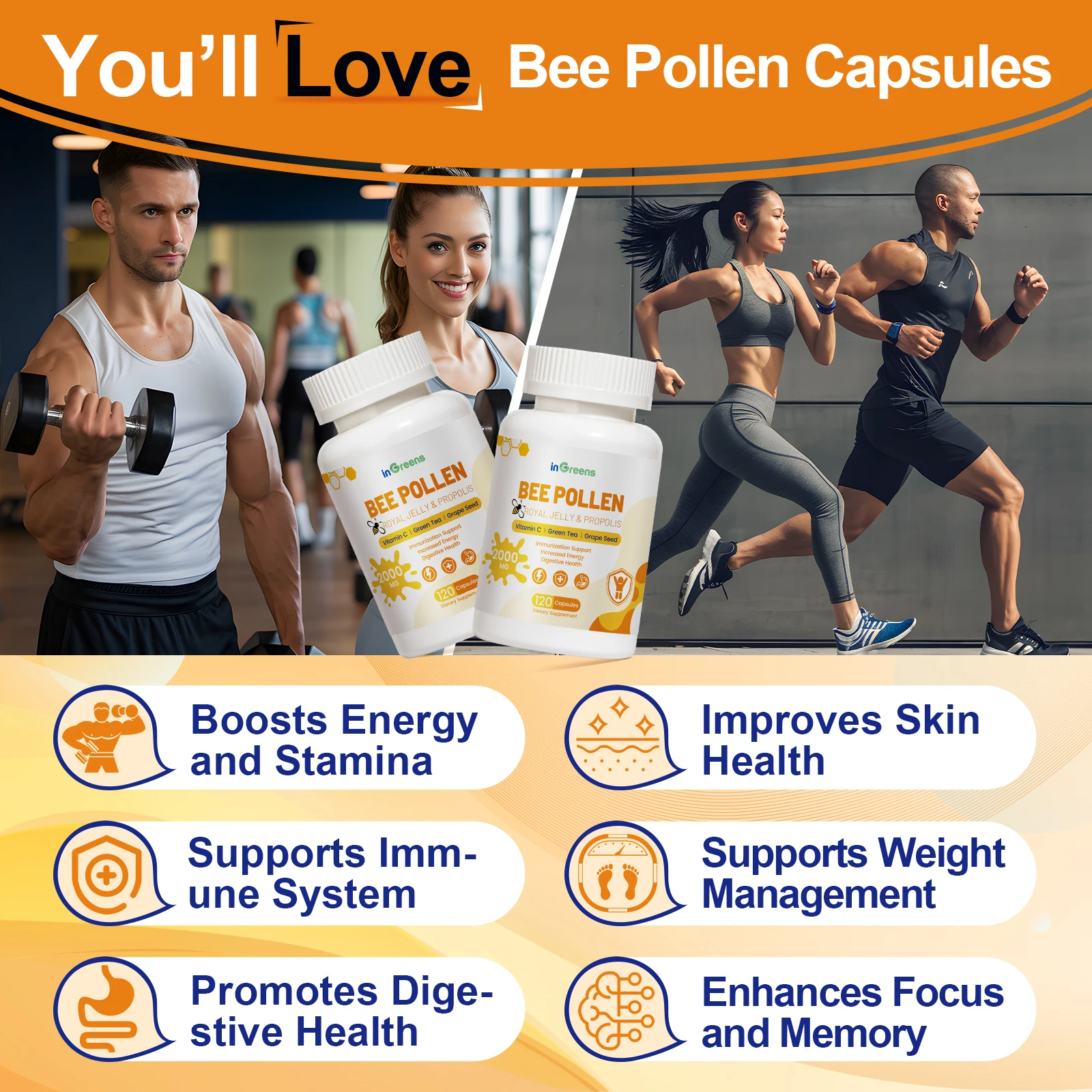 Private Label Supplement Bee Pollen Capsules Supplements with bee pollen