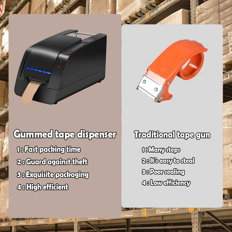 TapePower Economic Carton Sealing Protection Wet Kraft Paper Gummed Water Activated Packaging Automatic Taping Machine