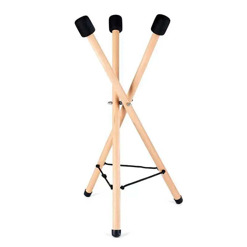 Adjustable Foldable Beech Wood Handpan Stand Triangular Snare Holder with Non Slip Design for Percussion Instrument