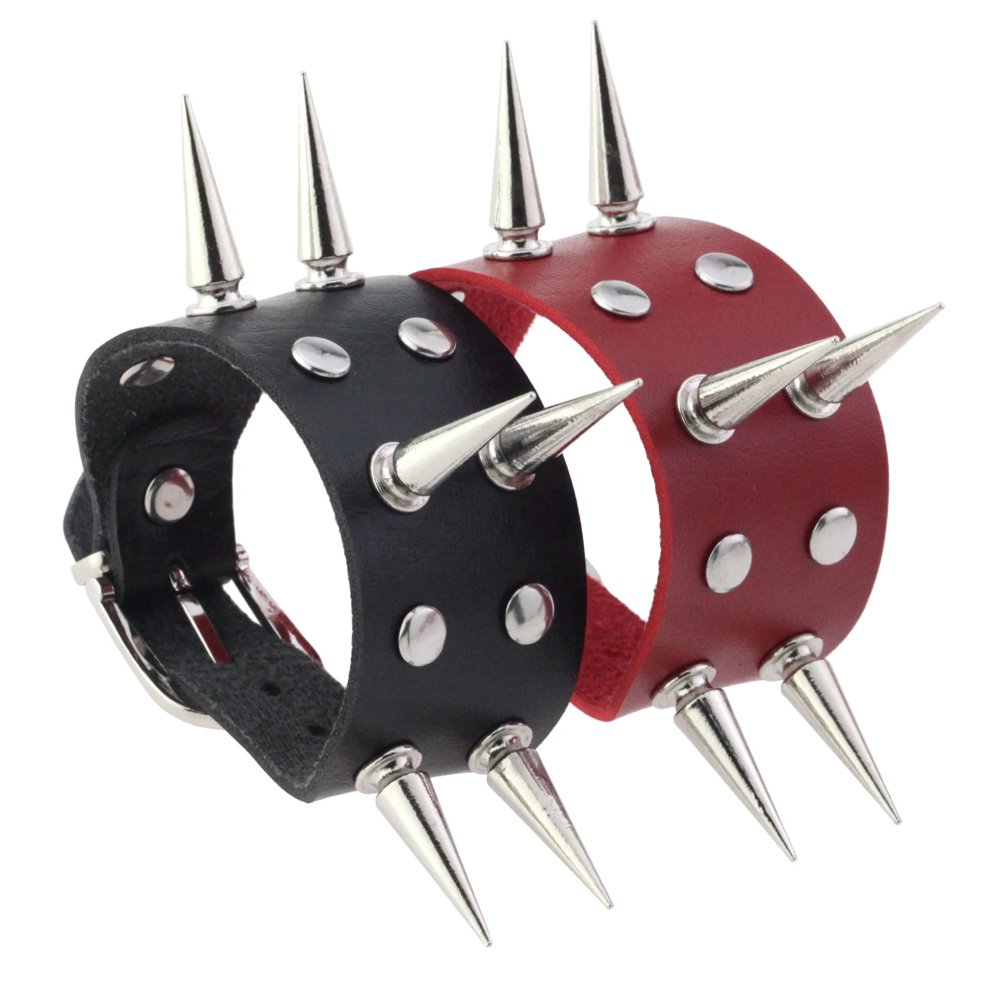 Personality Punk Spike Bracelet Fashion Couple Accessories Cool Leather Double Row Bracelet