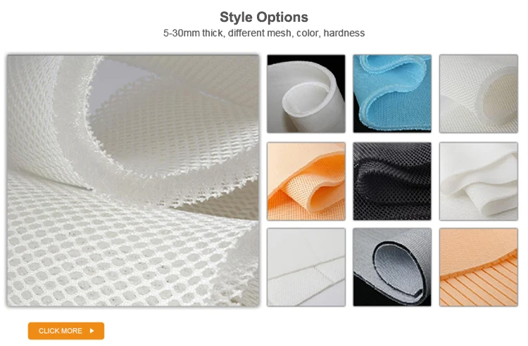Professional 8mm, 12mm thickness 3d mesh spacer fabric for 3d breathable cooling mattress and pillow