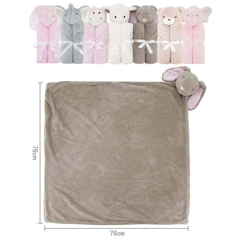 Extra soft 350 GSM Microfiber coral fleece baby hooded washcloth towel sets with animal design