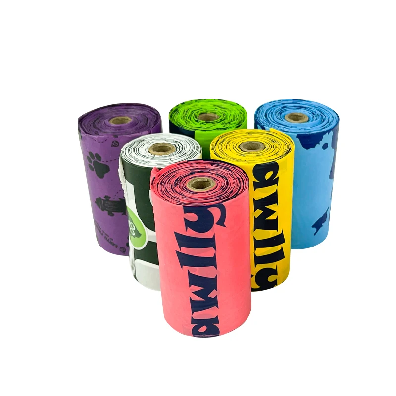 OEM eco friendly pet supplies custom printed biodegradable dog excrement poop bags