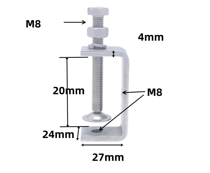 C-Clamp 304 Stainless Steel Tiger Clamps Heavy Duty Welding Labor-Saving Woodworking Clamp with Wrench