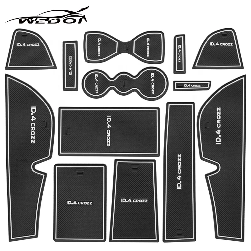 13PCS Door Mats Gate Slot Mat For VW ID.4 Crozz Cup Holders Inserts Center Console Liners For Volkswagen ID.4 Accessories