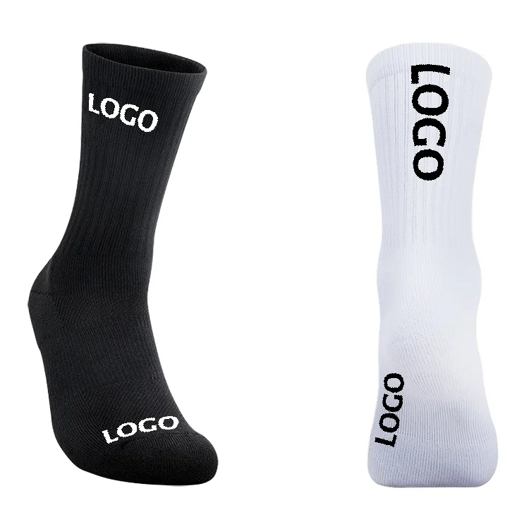 Free Mockup Design Low Moq Mens 100% Cotton Custom Logo Fitness Golf Athletic Socks Jacquard Knitted