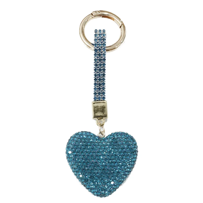 New Sparkling Crystal Diamond Heart Key chain Colorful Rhinestone Heart Purse Bag Charm Pendants Key Ring Diamond Key Chain