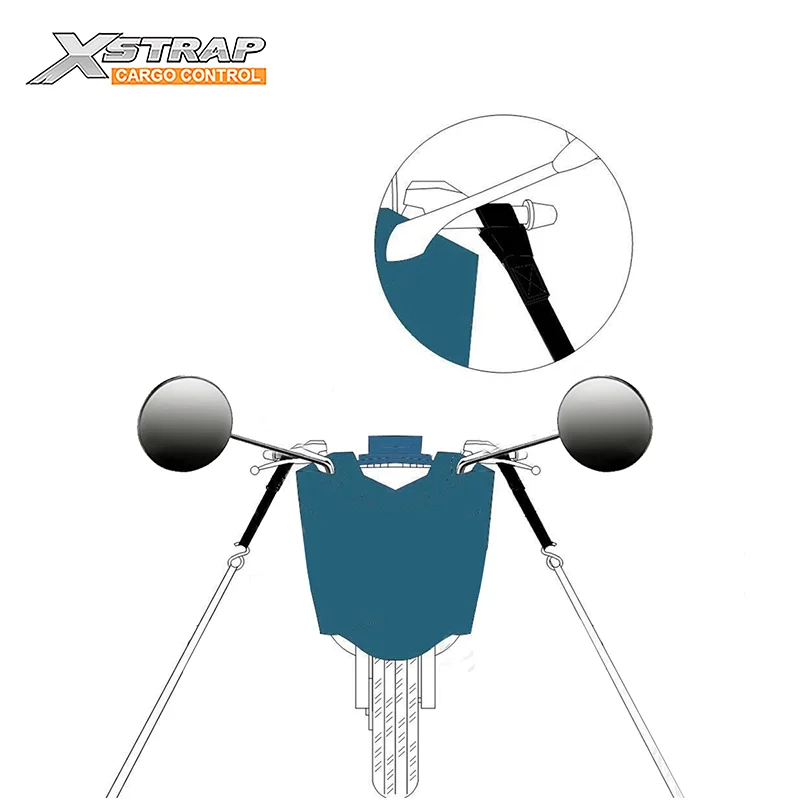 Heavy Duty 1.5 Inch 38mm 2500lbs Motorcycle Tie Down Strap with S Hooks for Cargo Lashing