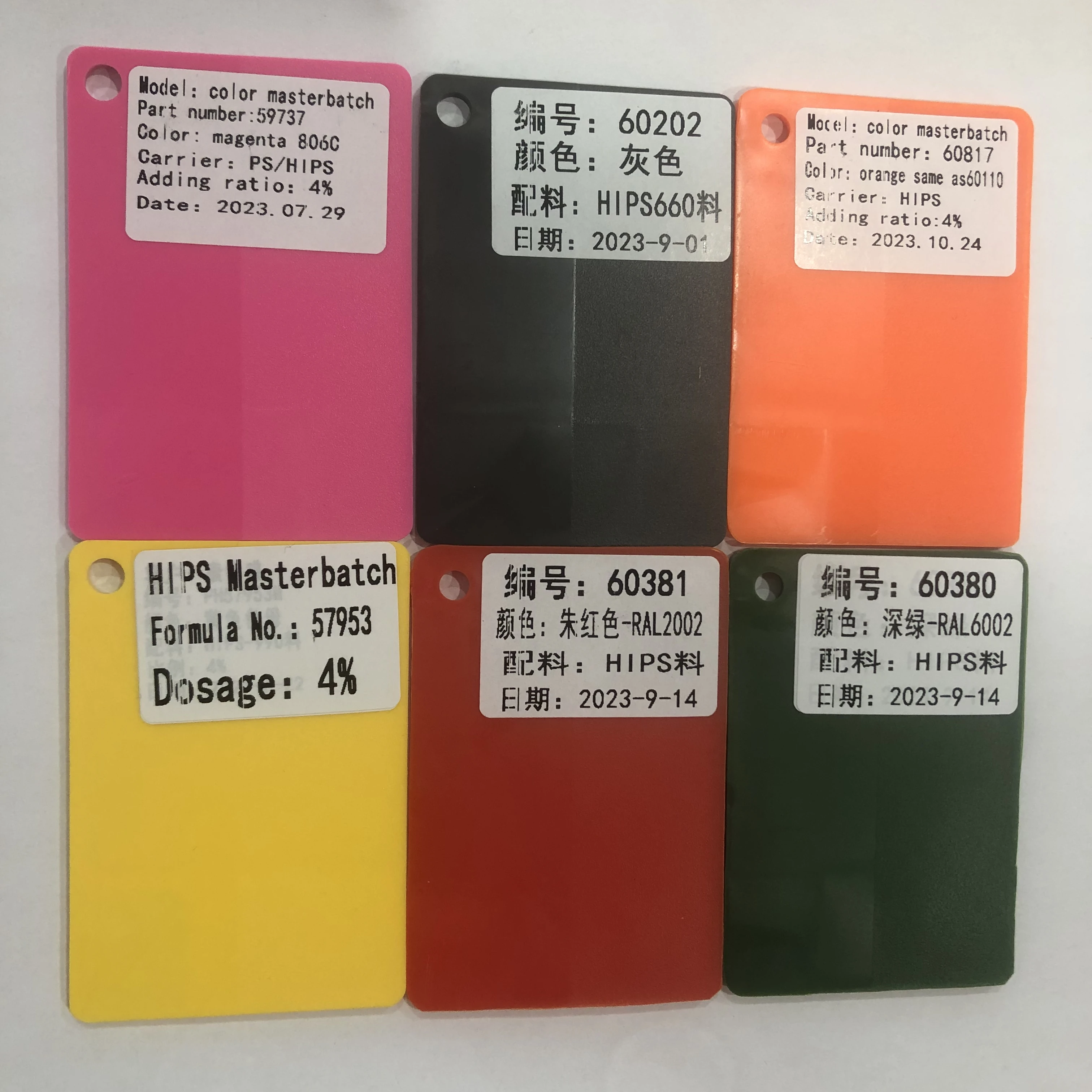 RongFeng Factory Made HIPS Color Masterbatch Custom Colors on Demands GPPS Support Customized Requirments Pantone RAL Codes
