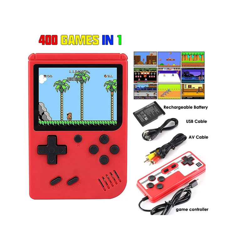 SUP portable classic mini game console 400 in 1 handheld game machine two player game box