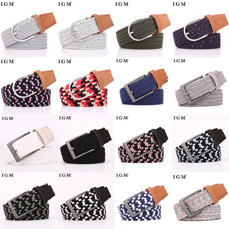 Fashion Women Real Leather Fabric Elastic Belt