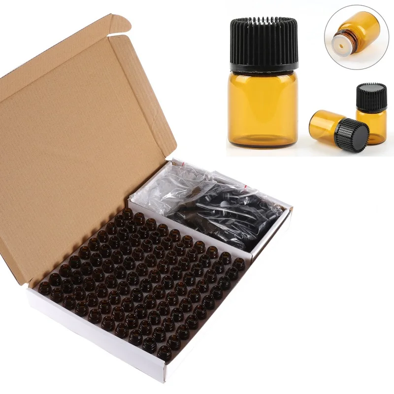 5/8 dram 2ml 1ml 3ml amber glass vial free Perfume Sample Vials with black screw lid/2ml glass vial
