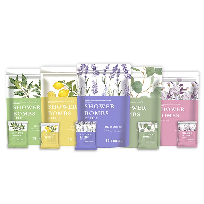Bomei vegan 15 packs shower bath steamers aromatherapy private label shower bomb organic eucalyptus calm shower steamers