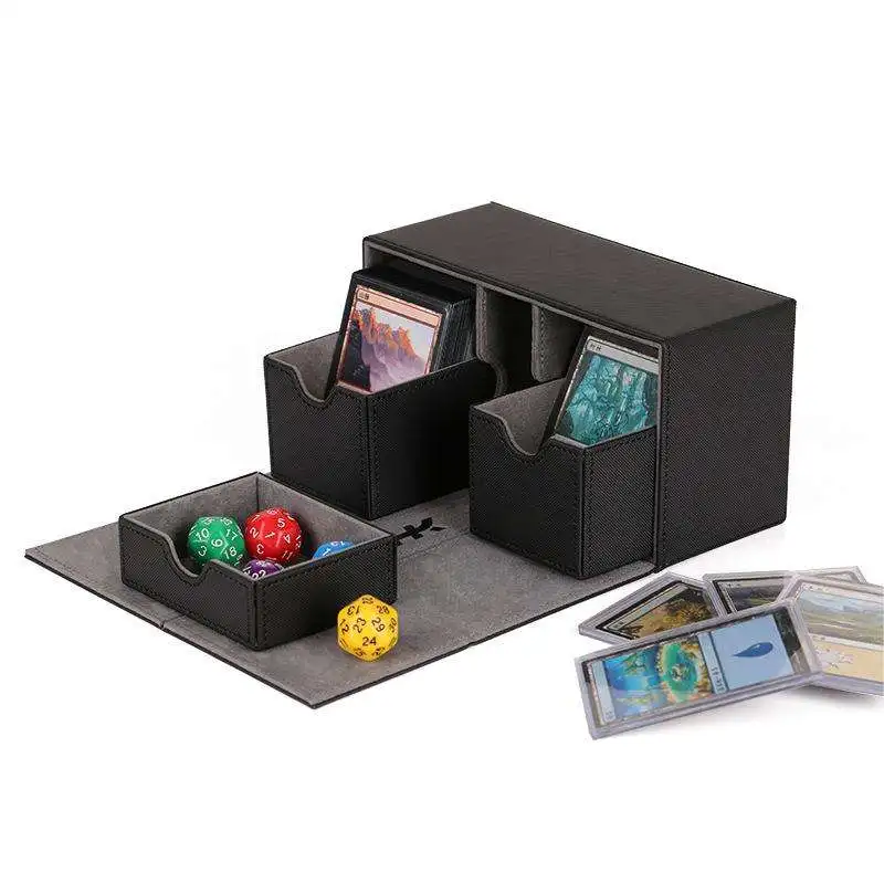 Factory Wholesale Yugioh Cards Storage Box Pu Leather Magnetic Closure Deck Box
