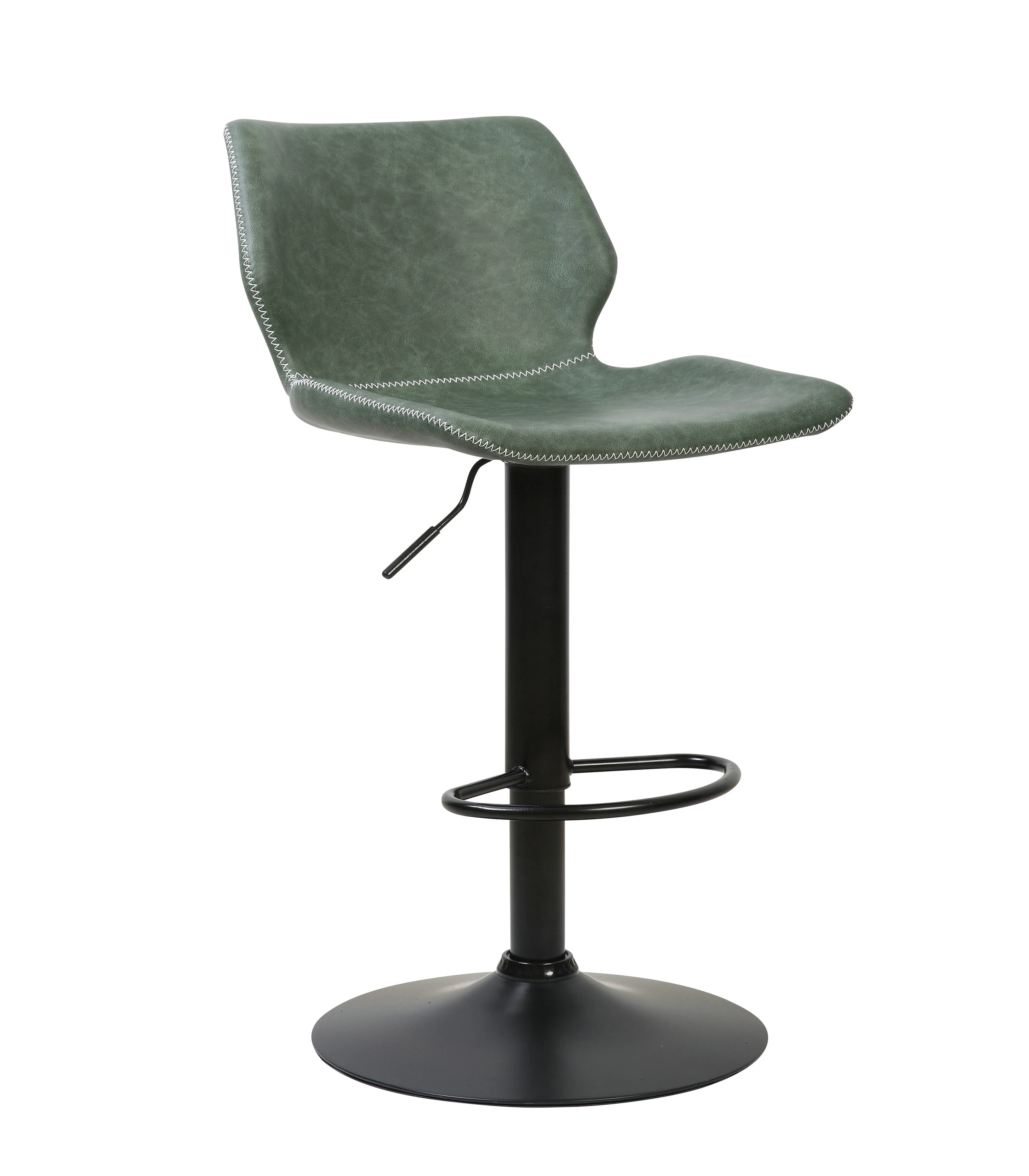 Adjustable height swivel metal frame bar stool with antique pu cushion seat