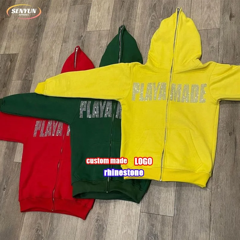 Фабричная уличная одежда унисекс сублимационный пуловер с круглым вырезом хлопковая толстовка со стразами и логотипом на молнии индивидуальная Толстовка