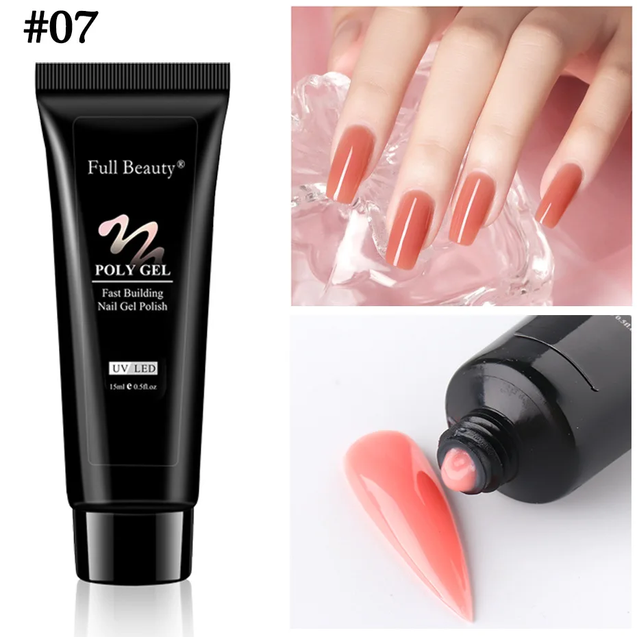 2021 15ml Acrylic Quick Building Extension Poly Nails Gel Nail Polish Pink Hard Jelly Soak off Gel Ideas Gershion