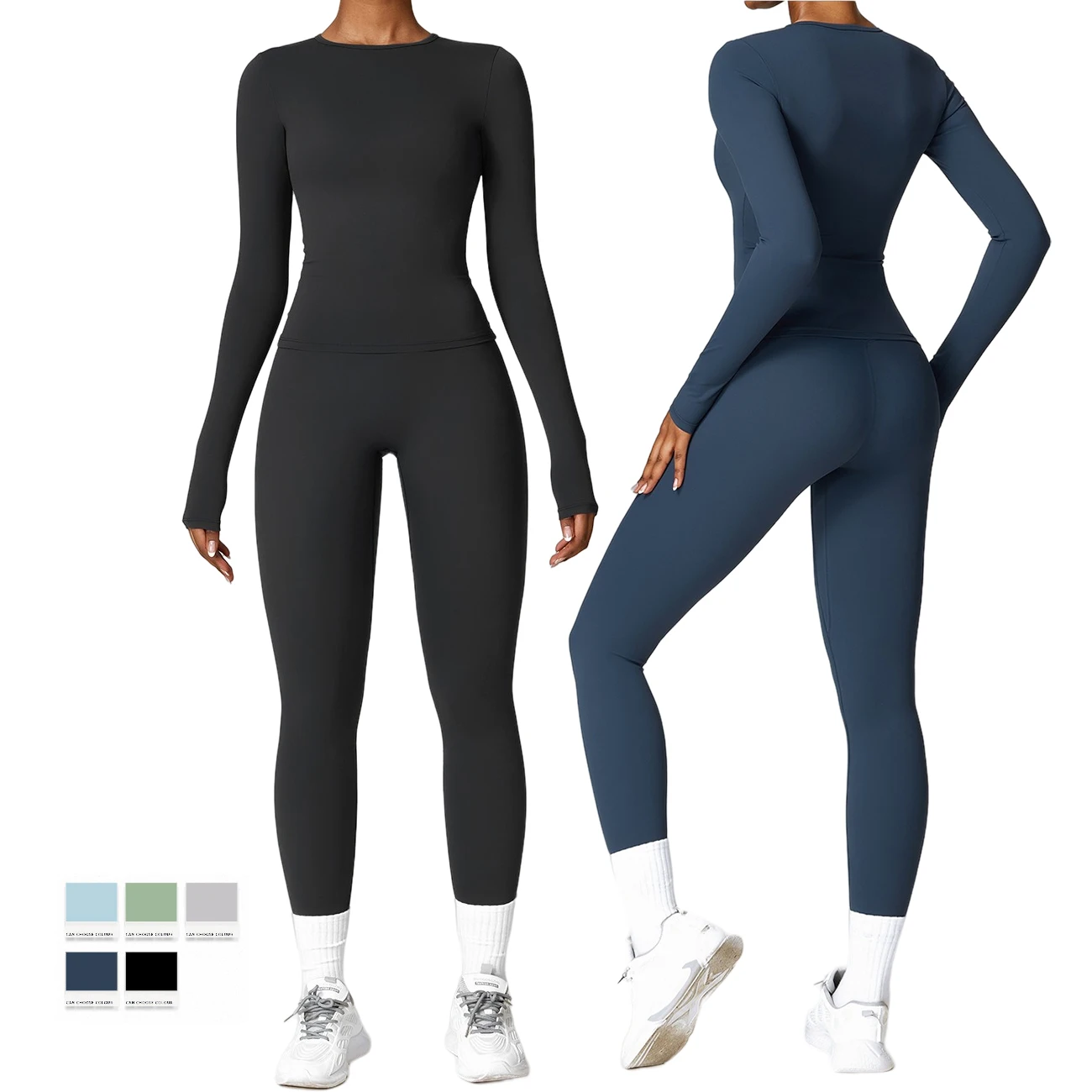 Женские узкие брюки для йоги и быстросохнущие Фитнес-топ с длинными рукавами спортивная одежда бега на открытом воздухе