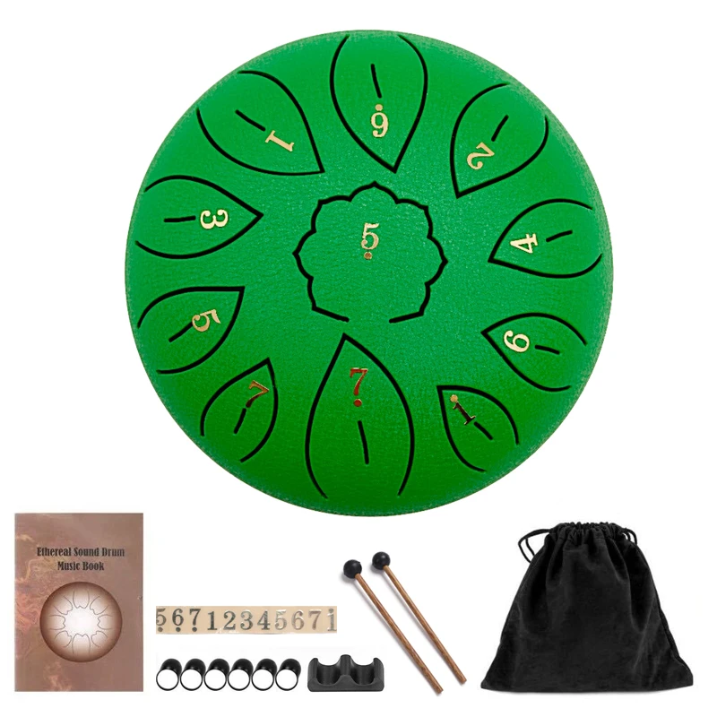 
Tongue Drum 6 Inch Steel Tongue Drum Set 11 Tune Hand Pan Drum Pad Tank Sticks Carrying Bag Percussion Instruments Accessories 