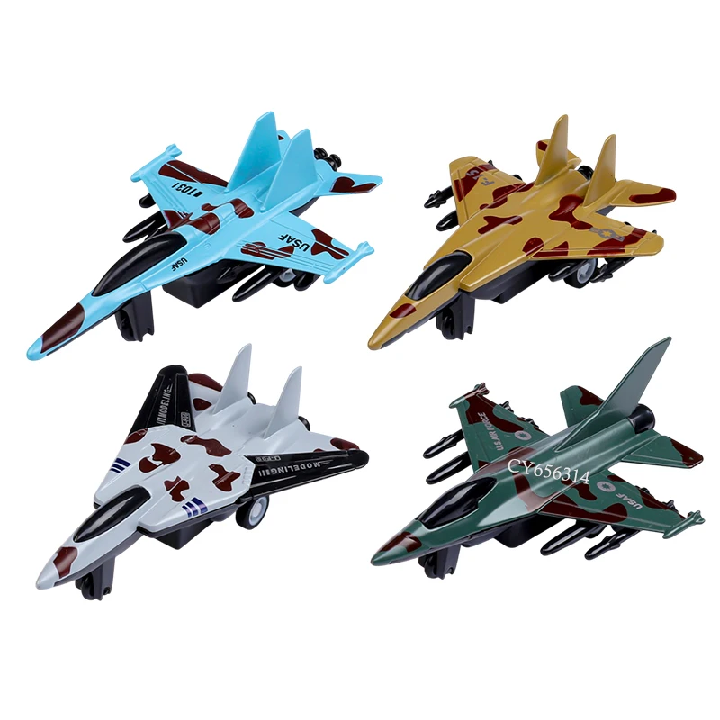 4PCS Pull Back Fighter Jet Toy Military Vehicle Metal Alloy Military Jet Diecast Airplane Kids Military