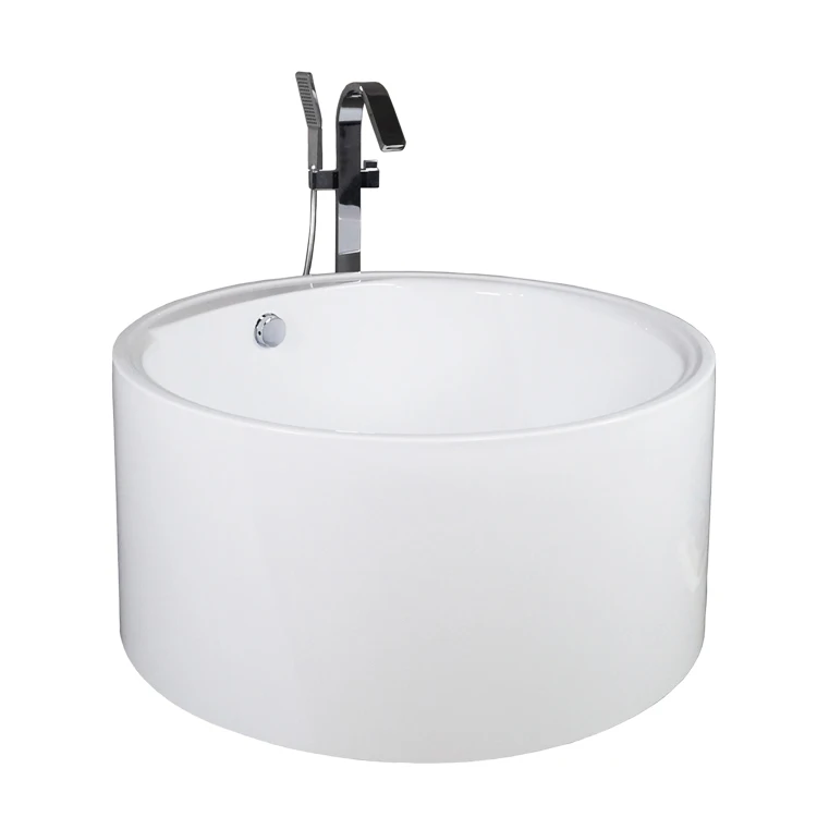 Modern Round Japanese High Acrylic freestanding round soaking bathtub White Deeply acrylic small bathtub with seat