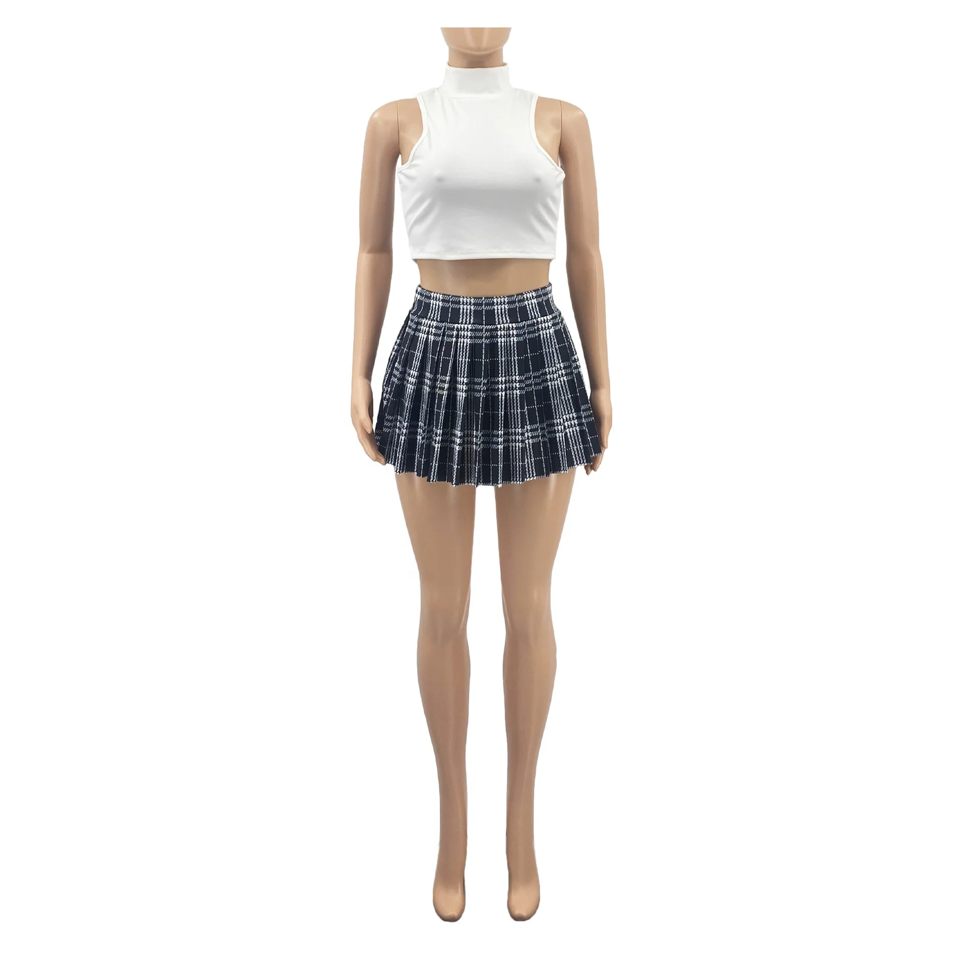 AD1347 Wholesale new design summer 2024 women clothing fashion print girls mini skirt sexy pleated skirts plaid skirts for women