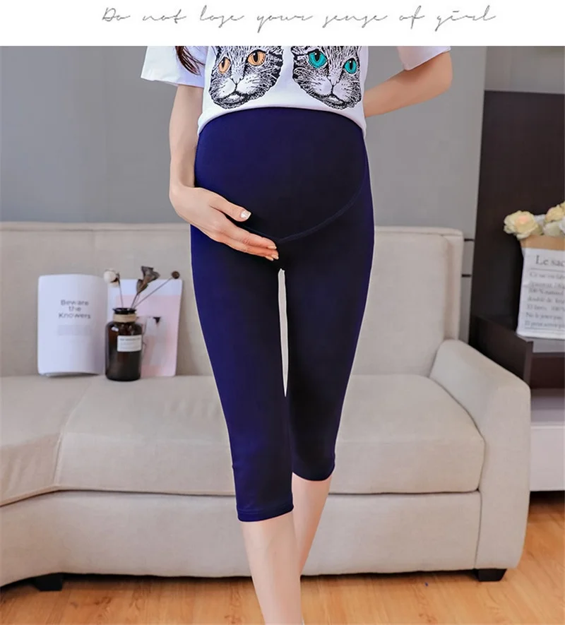 7/10 Length Thin Modal Skinny Maternity Legging Summer Hot Slim Elastic Waist Belly Legging for Pregnant