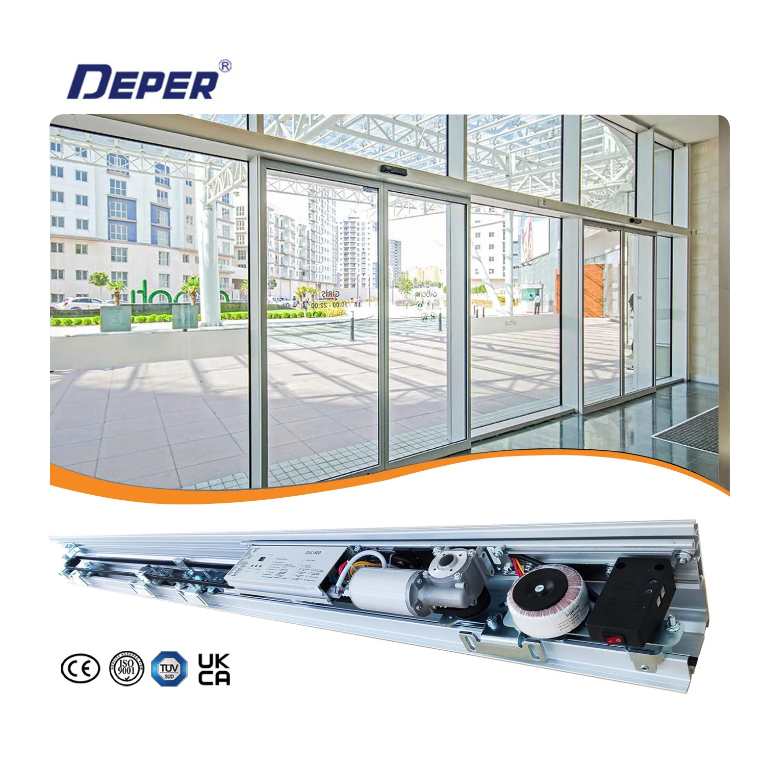 2023 новый дизайн CE EN16005 DSL-800 Dc бесщеточный двигатель коммерческий стеклянный раздвижной Автоматический Дверной оператор