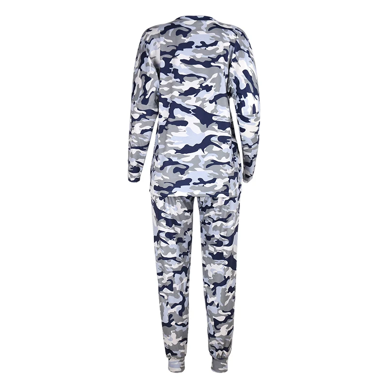 
Tie Dye Casual Camouflage Long Sleeve Lace Trouser Pockets Suit 