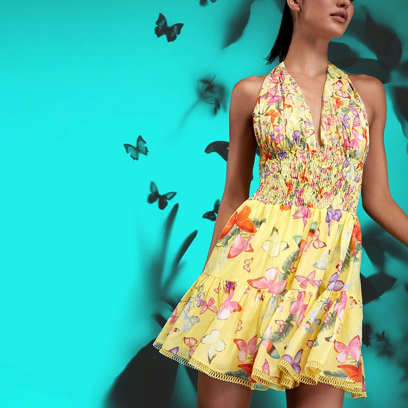 TWOTWINSTYLE Sexy Slimming Summer Dresses Strapless Sleeveless High Waist Mini Dress For Women