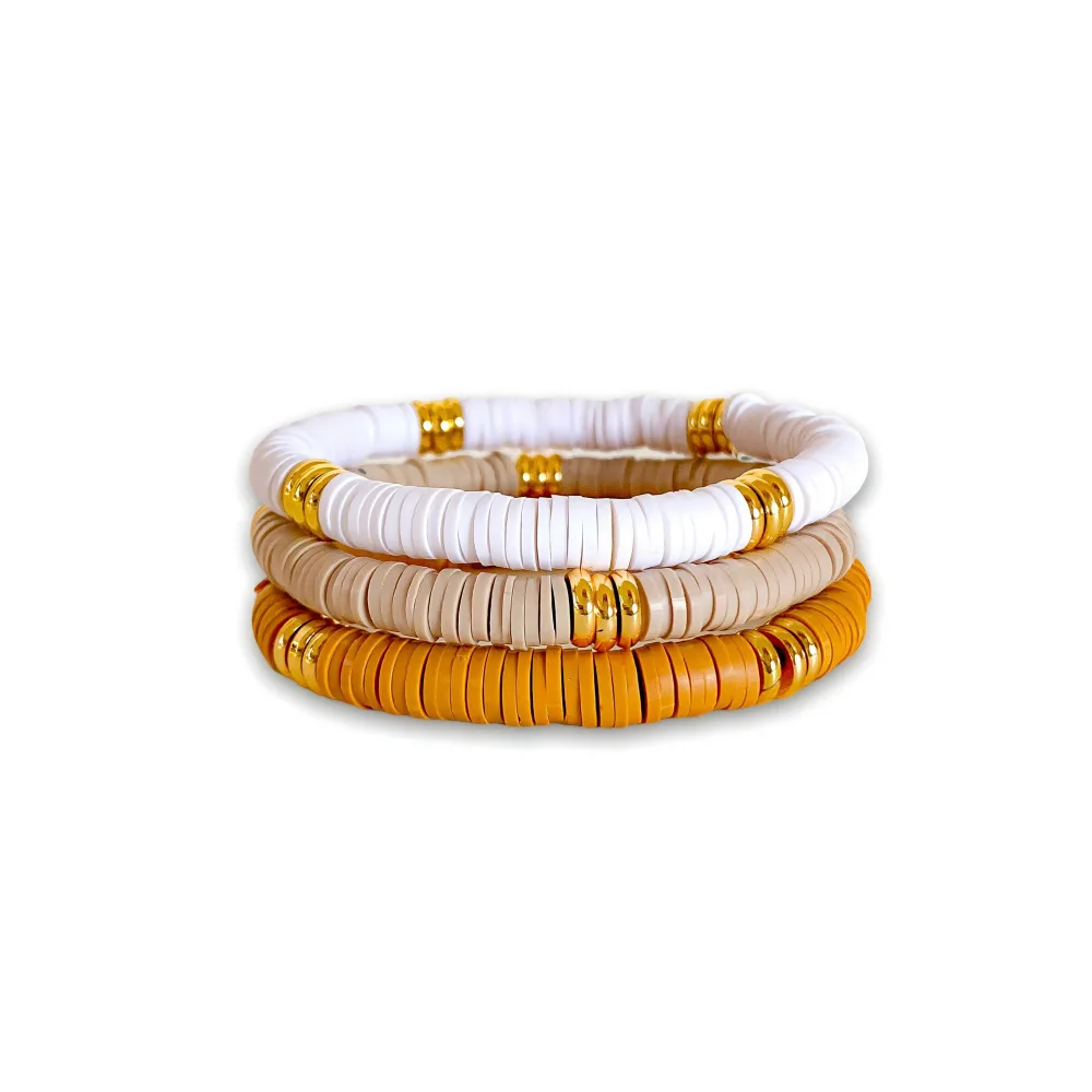 Handmade Soft Clay Bead Bracelet Boho Heishi Polymer Clay Bracelet for Woman