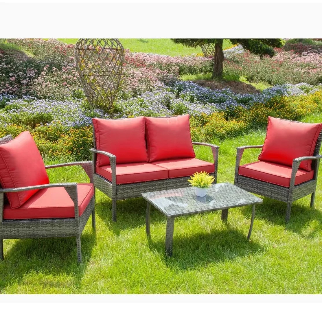 Фабричная уличная мебель плетеный диван набор Садовые наборы диван ротанговая мебель уличный стол и стулья