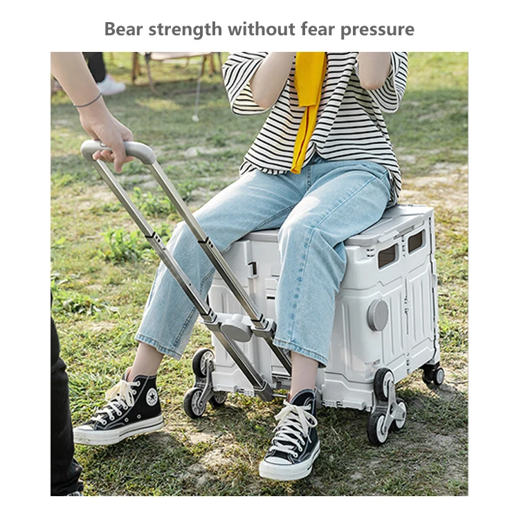 Outdoor Storage box Camping Organizer Pull rod with wheel Foldable car Loaded Trunk Picnic portable storage box