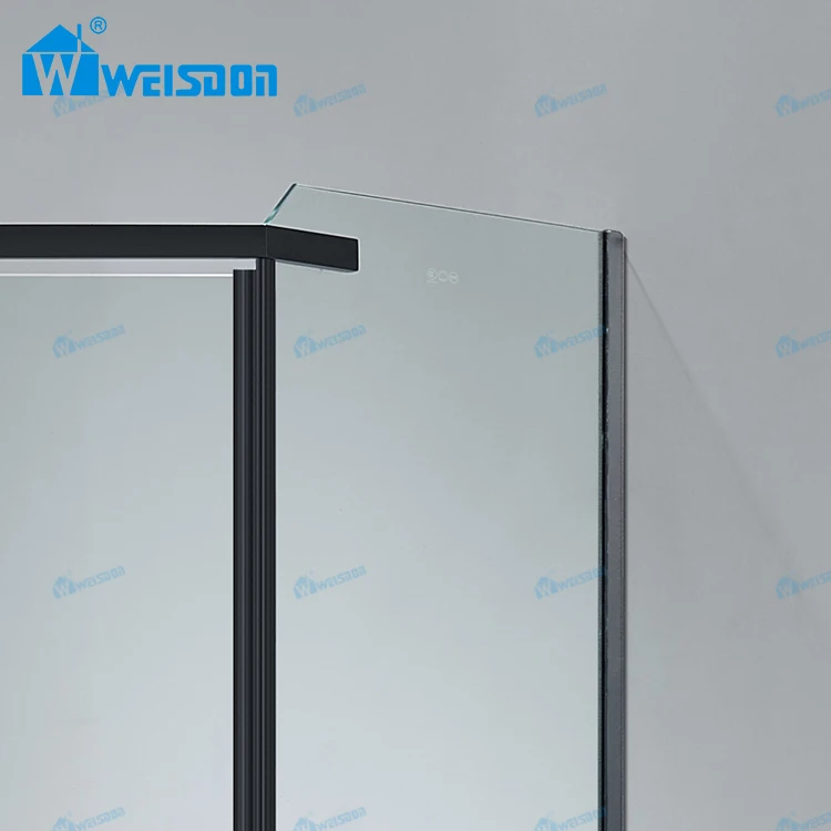 Weisdon Matte Black Tempered Glass Diamond Shower Room Framed Stainless Steel Pivot Shower Door