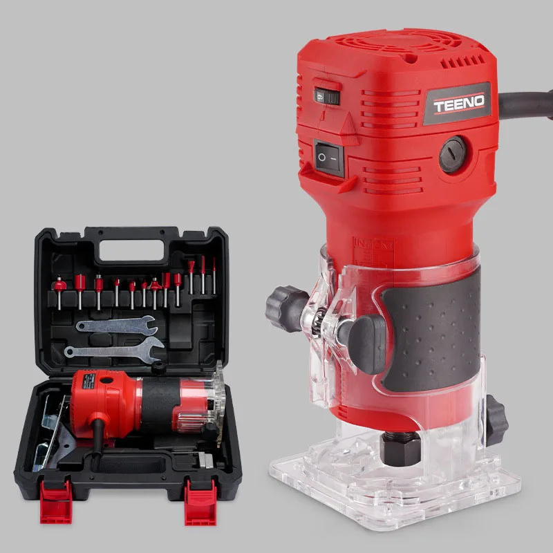 Heavy-duty chamfering electric woodworking slotting machine with speed-adjustable wood milling complete tool set