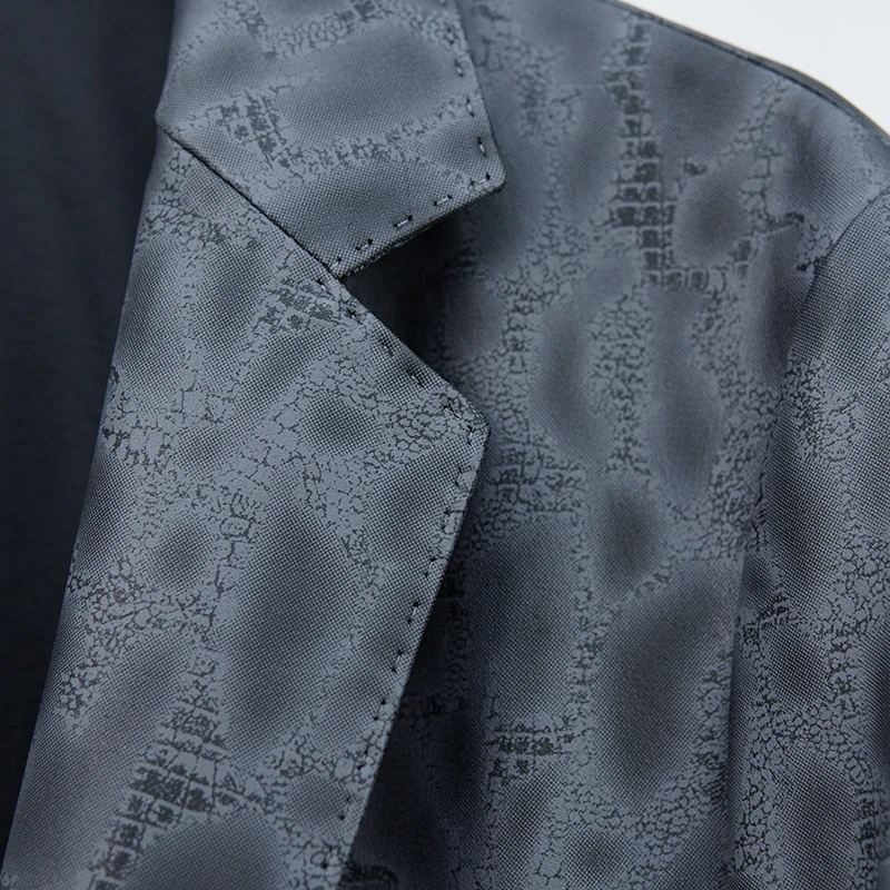 NAFA OEM Mens Stylish Printed Real Cow Leather Blazer with Hight Quality Customize Size Logo