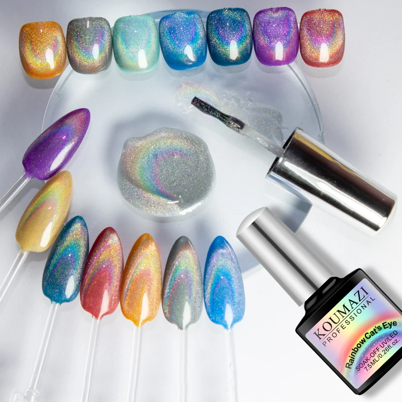 KOUMAZI 7.5ML Cat Eye Nail Gel Polish Esmalte De Uas Semi Permanente Gel Magnetic Cat Eye Nail Gel Polish Free Sample