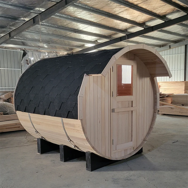 Wood Fired Sauna Room 2 Person Solid Wood Garden Sauna Barrel For Sale