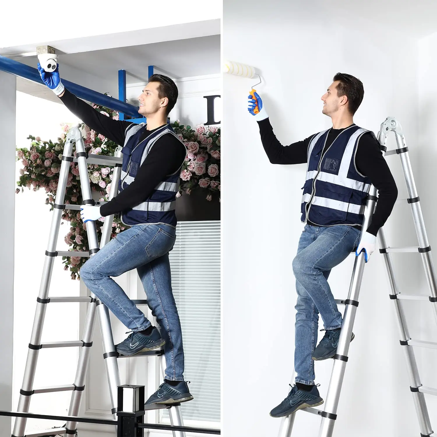 Portable Collapsible Industrial Telescopic Ladder Step Ladder Folding Ladder Aluminum Outdoor Poly Bag + Carton Package 25 Days