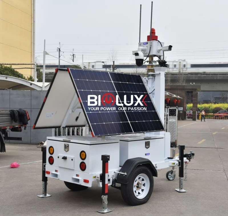 EXW Price Mobile Solar Surveillance Trailer Systems Surveillance 360 Degree Rotation Solar Mobile surveillance trailer