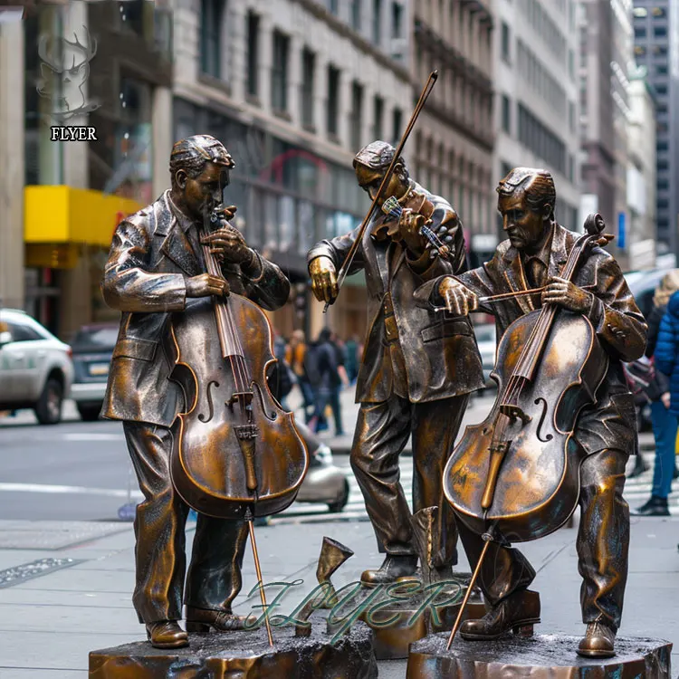 Stunning Modern Art Hand Carved Life Size Bronze Statue Musician for Garden Decorative Display