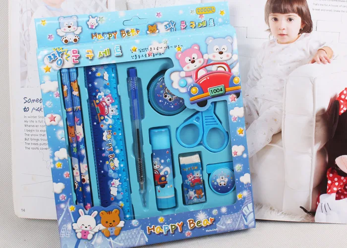 Student study supplies, stationery, nine piece set, multifunctional creative gift for children returning to school