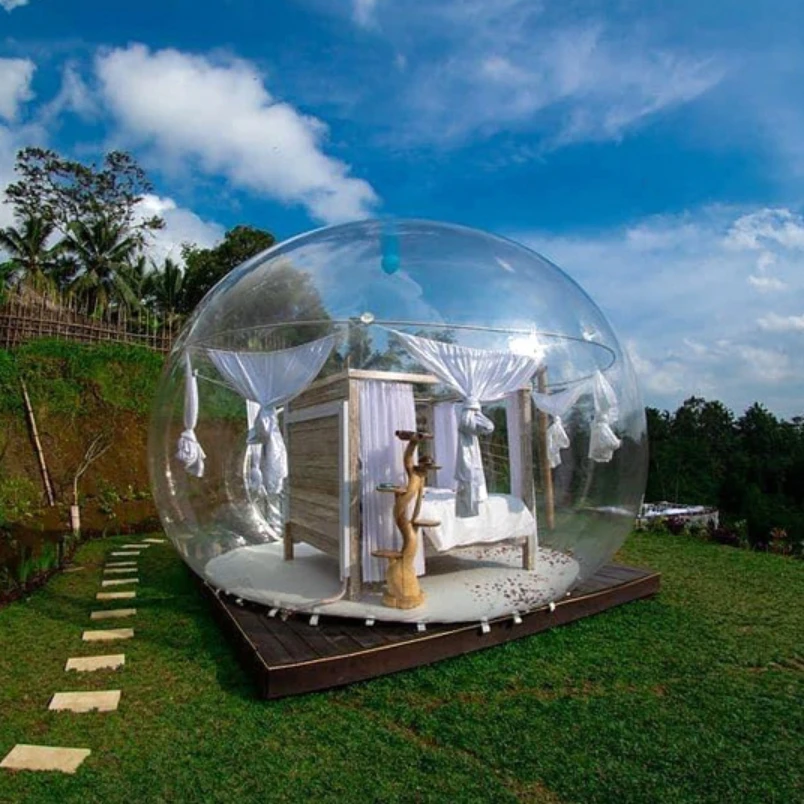 3 4 5 M Outdoor Inflatable Clear Hotel Tent Camping Transparent Bubble Dome Tent with Tunnel