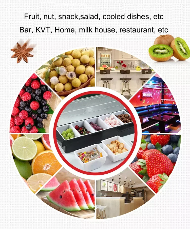 Condiment Container Lid Ice Chilled Condiment Server Ice Tray Fruit Veggie & Condiment Caddy Plastic Garnish Station