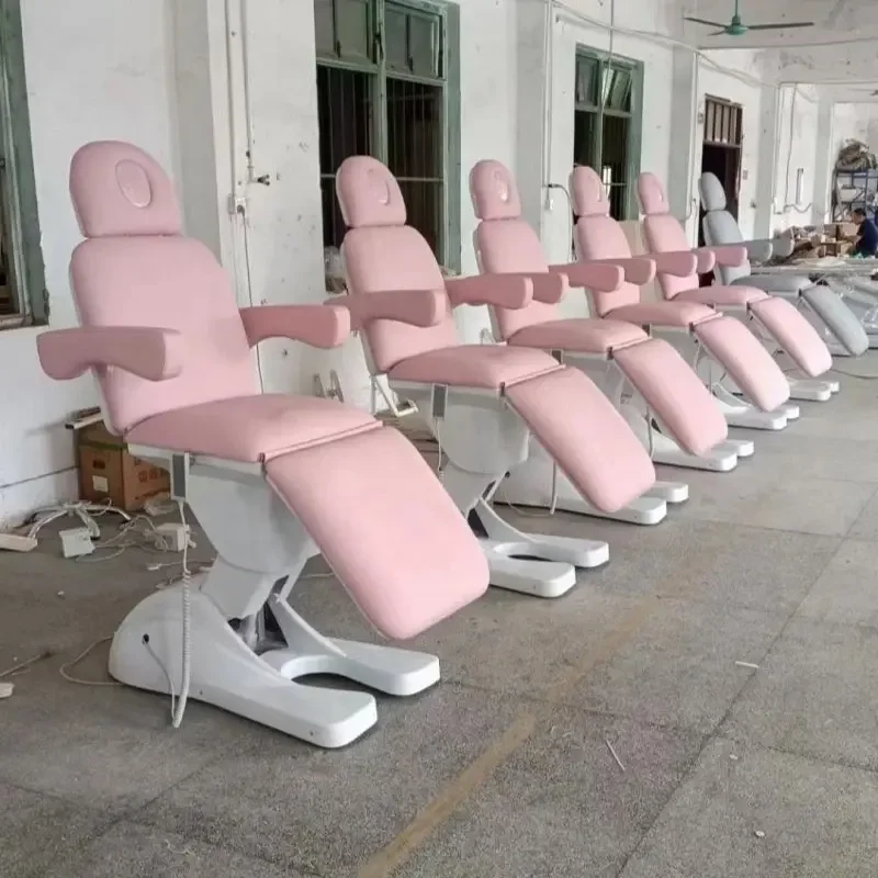 Pink 3 4 Motors Electric Facial Beauty Salon Bed Medical Spa Massage Treatment Table Podiatry Chair Aesthetic Tattoo Bed