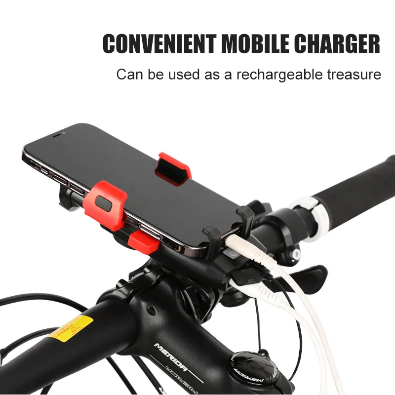 4 in 1 Multifunctional Bike Light Headlights USB Rechargeable Waterproof Bright Bicycle Lights Power Bank Horn Phone Holder