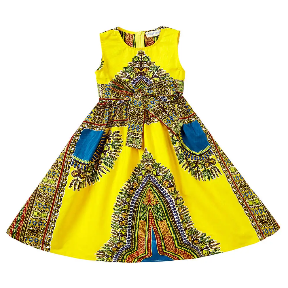 Shenbolen Wax Kid Girls Clothing Manufacturer Summer Dress Sleeveless African Kids Clothing