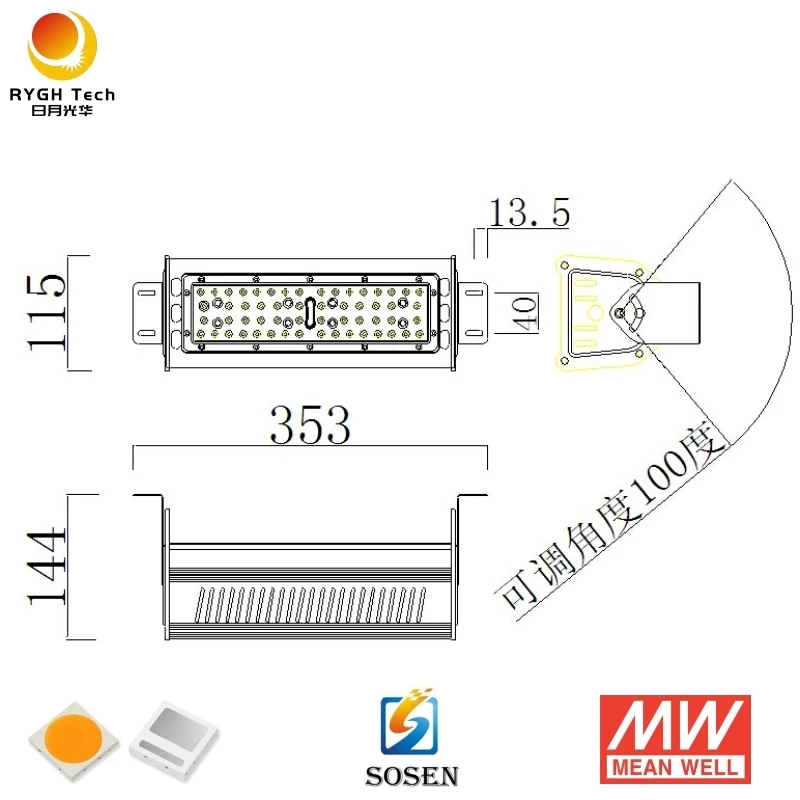 motion sensor 50W 80W 120w 130w 150w 400w IP65 industrial led linear high bay light linear low bay light