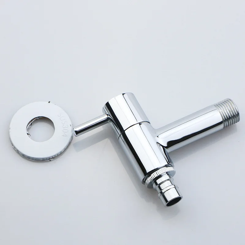 Ultra-short mini all-copper body triangular valve household faucet 4 points automatic water stop nozzle buckle saves space