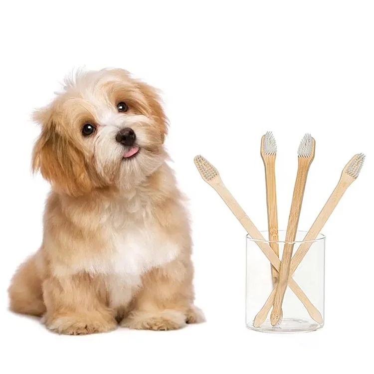 Набор зубных щеток для домашних животных Бамбуковая деревянная зубная щетка собак с двойной головкой